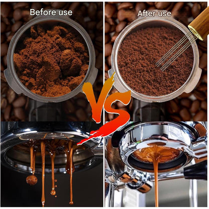 Set tamper cafea, accesorii espresso cu distribuitor cafea si baza tamper, maner detasabil, multifunctional