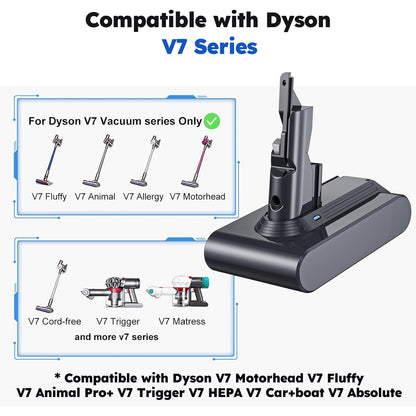 Acumulator 6000mAh pentru Dyson V7, baterie compatibila cu Dyson V7 Animal, V7 Motorhead, V7 Allergy, V7 Fluffy, V7 Matress, V7 Trigger, V7 Cord-free, cu filtru si accesorii