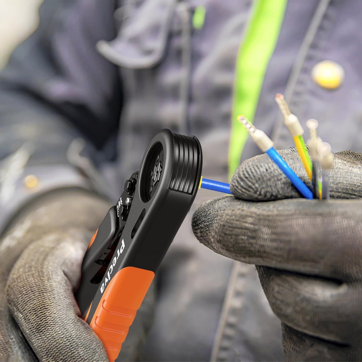 Cleste de sertizare hexagonal Preciva 0, 08–6 mm² + 2000 ferule pentru capete de sarma – Reglare automata, clichet cu blocare fortata, presiune reglabila, trusa profesionala pentru conectori izolati si neizolati