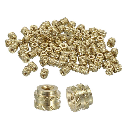 Insertii filetate din alama QUARKZMAN M1 x 0.25, 1.5 x 2 mm, set 100 buc, piulite moletate termofixabile, heat set inserts pentru plastic si imprimare 3D, filet metric interior, montaj prin caldura sau ultrasunete, rezistente la coroziune