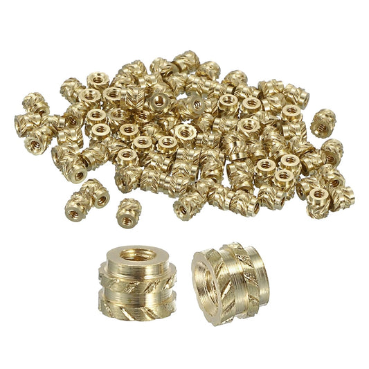 Insertii filetate din alama QUARKZMAN M1 x 0.25, 1.5 x 2 mm, set 100 buc, piulite moletate termofixabile, heat set inserts pentru plastic si imprimare 3D, filet metric interior, montaj prin caldura sau ultrasunete, rezistente la coroziune