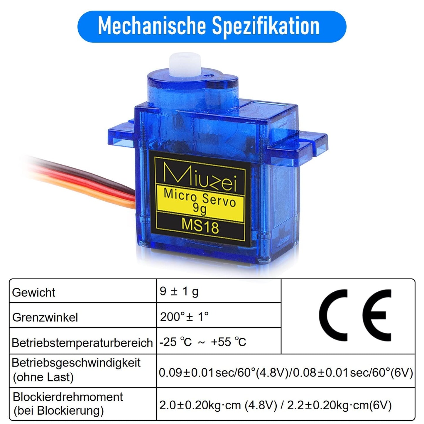 Kit servomotor SG90 9G, 10 bucati, 4.8V - 6.0V, unghi operare 0°-180°, pentru masina RC, Robot, Elicopter, Avion