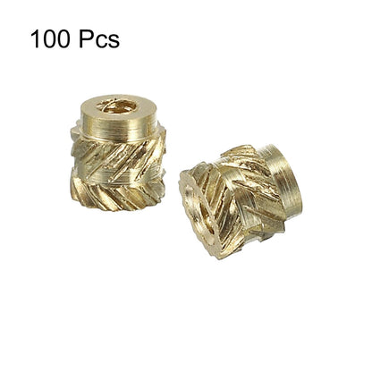 Insertii filetate din alama QUARKZMAN M1 x 0.25, 2 x 2 mm, set 100 buc, piulite termofixabile pentru imprimare 3D, insertii cu topire la cald, filet metric interior, montaj prin ultrasunete si injectie plastic, alama rezistenta la coroziune
