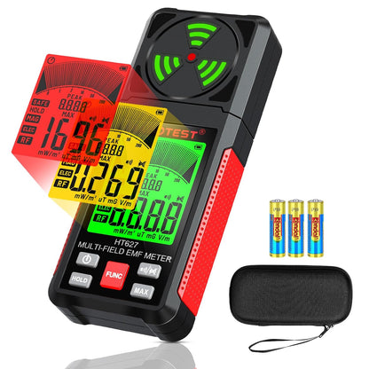 Detector de radiatii 3 in 1, masoara semnale camp electric EF, camp magnetic MF, radiatii electromagnetice RF, cu display, alerta sonora, detector fantome, oprire automata, usor de utilizat