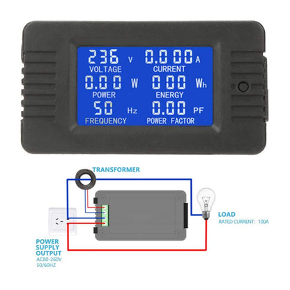 Panelmetru combinat, Wattmetru digital de panou cu transformator inclus, AC80-260V, 100A, Multimetru, Voltmetru, Ampermetru, PZEM-022
