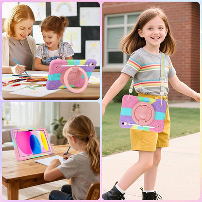 Husa Coolden pentru iPad A16 a 11-a generatie, iPad a 10-a generatie (10, 9 inch) 2022, pentru copii, rezistenta la socuri, cu suport rotativ, curea de umar si suport pentru stilou pentru iPad 11 2025