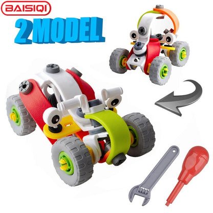 Set piese de construit 2 in 1, joc educativ, puzzle de asamblare, build&play 60 piese, asamblare usoara, pentru copii 5 ani +