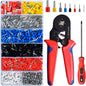 Set cleste de sertizat pini conectori cu 1200 terminale conductori electrici 0,25-10 mm², cu surubelnita, cu 8 tipuri terminale