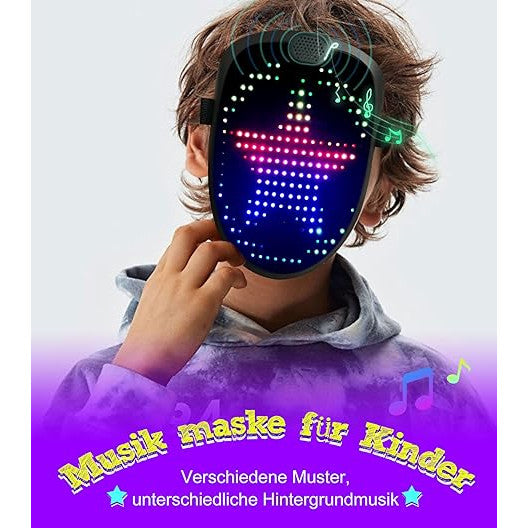 Masca Halloween LED inteligenta cu 60 de imagini, schimbare imagine prin gesturi, cu acumulator, negru