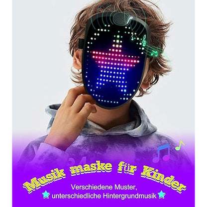 Masca Halloween LED inteligenta cu 60 de imagini, schimbare imagine prin gesturi, cu acumulator, negru