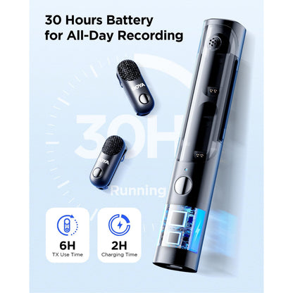 Microfon lavaliera USB-C 4 in 1, microfon wireless multifunctional cu reducere zgomot AI, inregistrare de siguranta, 30 ore durata viata baterie, 100 m distanta transmitere, negru