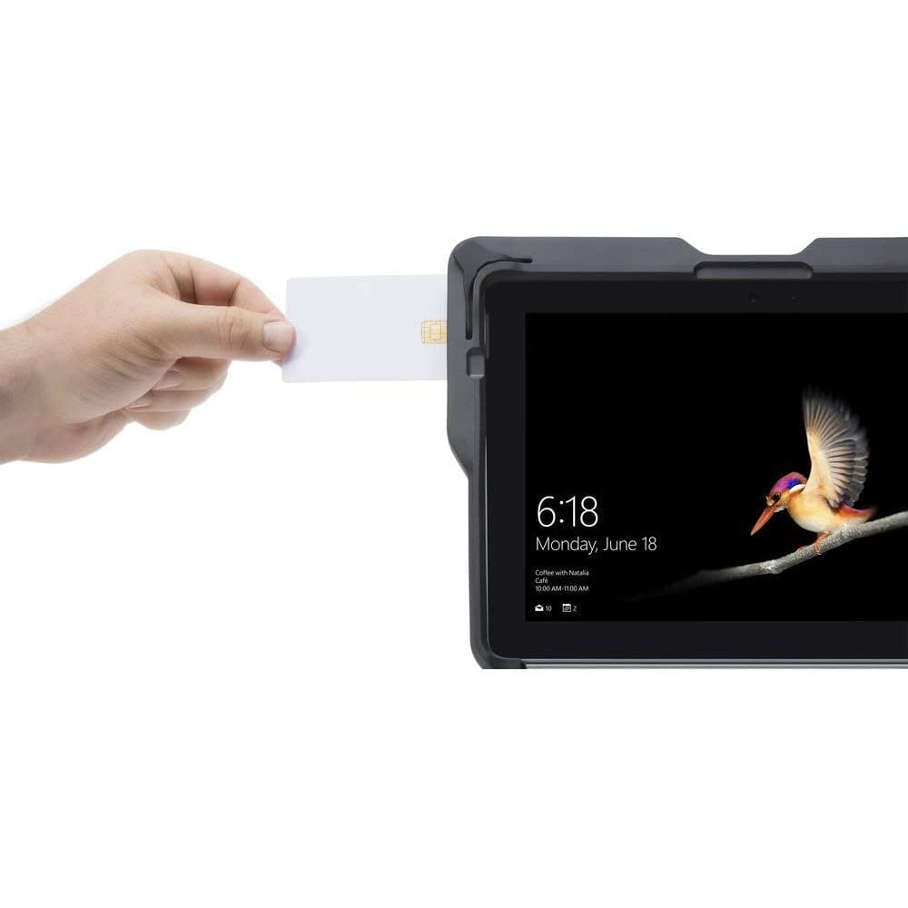 Husa dura pentru Surface GO, Surface GO 2, cu cititor carduri CAC smart, suport Pen, protectie cazaturi grad militar