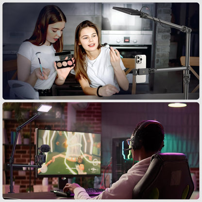 Stativ foto pentru camere DSLR, suport cu 2 brate SMALLRIG, brat detasabil flexibil, cap sferic 360°, cu surub 1/4 inch, clema C pentru fixare pe masa, ideal pentru fotografii, videografie, streaming live, vlogging si productie video profesionala