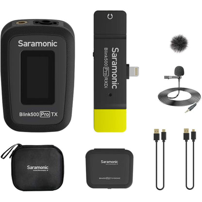 Microfon lavaliera wireless cu transmitator si receptor pentru Iphone iOS, Saramonic Blink500 PRO B3, pentru inregistrare audio, video, transmisie live, interviu