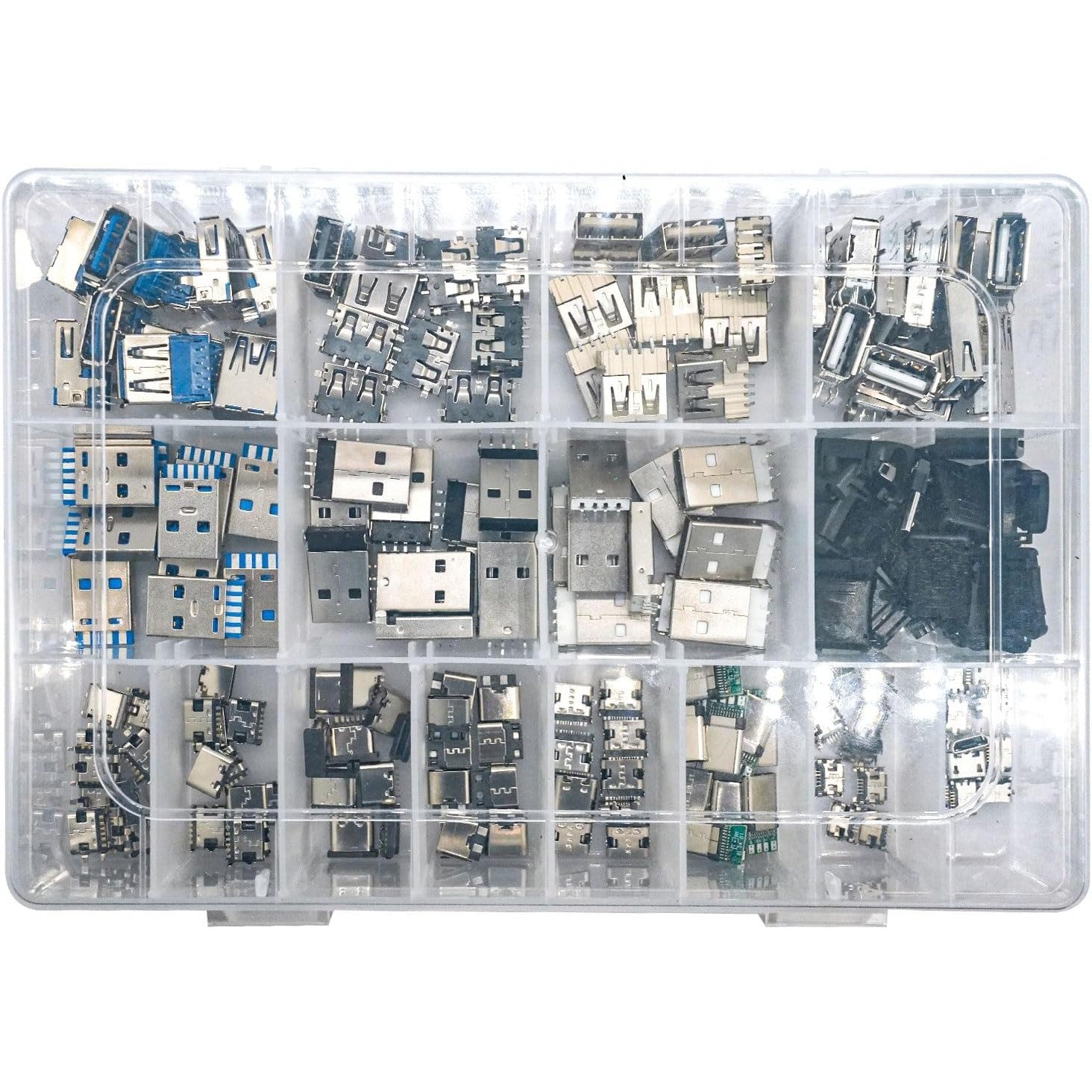 Kit adaptoare USB A/C/Micro USB 180 piese AYWHP, USB 2.0 si 3.0, conectori mascul/femela pentru lipire si reparatii electronice DIY, compatibil PC, Laptop si dispozitive mobile