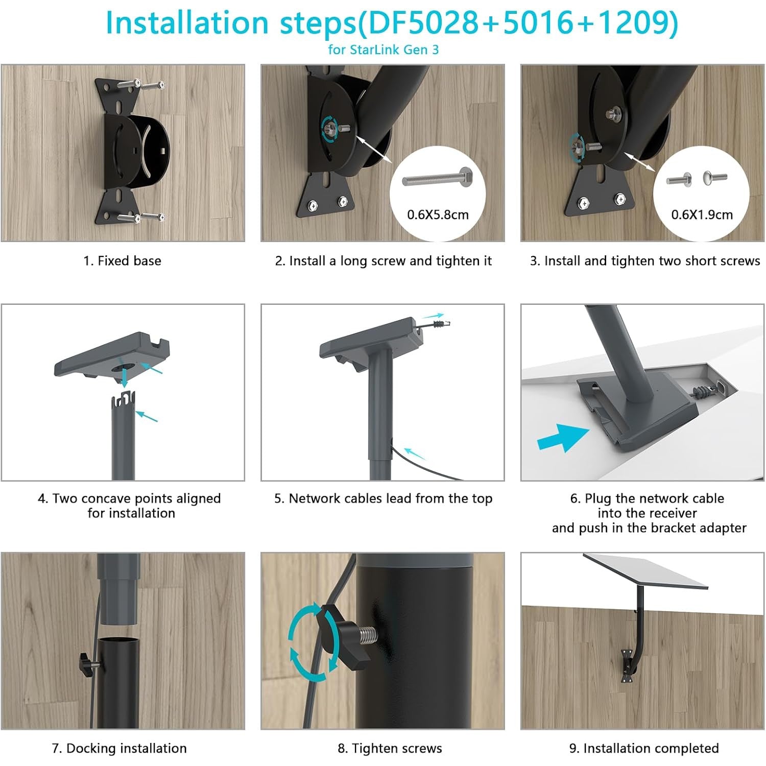 Suport pentru antena Starlink Gen 3/V3 si Starlink Mini, rotire 360° si inclinare 90°, reglabil pentru perete si acoperis, aluminiu rezistent la coroziune si intemperii, kit montaj complet cu suruburi, fixare stabila, gri
