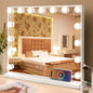 Oglinda machiaj cosmetica profesionala, 58 x 48 cm, cu 15 lumini LED, 3 temperaturi culoare alb cald-alb rece, luminozitate reglabila, cu port USB, cu stand si prindere in perete
