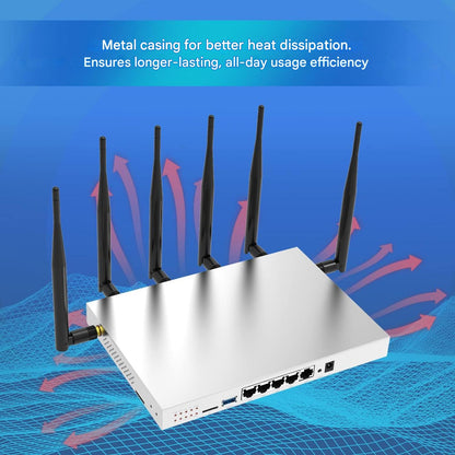 Router wireless cu slot cartela SIM, viteza 4G LTE pana la 300 Mbps, WG3526 Cat 6 AC1200 Dual Band, Wi-Fi Gigabit 2.4G/5.8G, USB 3.0, 6 antene externe 5 dBi, carcasa metalica