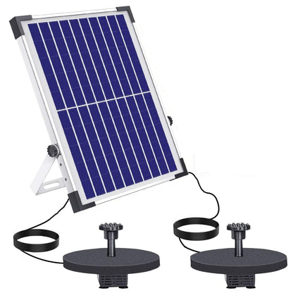 Set fantana arteziana solara 12 W cu 2 pompe, cu 2 baterii incorporate 2000 mAh, pompa de apa plutitoare cu 6 stiluri de jet pentru baie de pasari / iaz mic / gradina