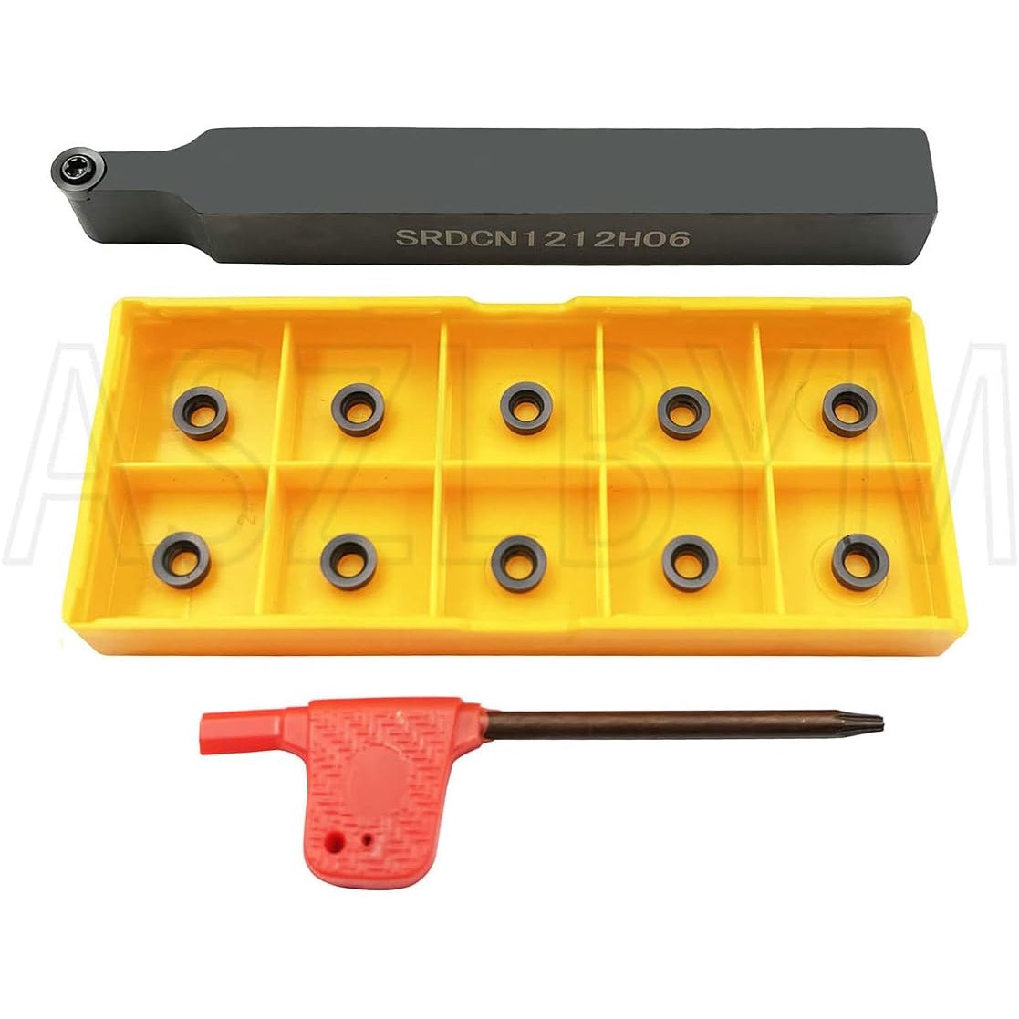 Set cutit de strung cu placute amovibile rotunde, 11 piese de strunjit din carbura RCMT060204 MO si bara de 12 mm/100 mm, multifunctional