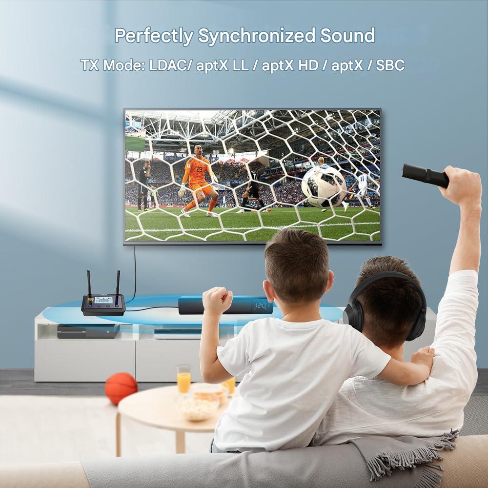 Adaptor Bluetooth 3 in 1 1Mii B03Pro+ pentru TV si HiFi, emitator-receptor LDAC / AptX HD, ecran LCD 1,7”, RCA / Optic / AUX 3,5 mm, latenta redusa, raza lunga de actiune 80 m