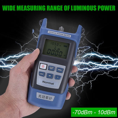 Tester cablu fibra optica, powermetru digital de inalta precizie, de la -70dBm la 10dBm, lungime de unda 850-1625 nm, indicator de putere dB, dBm, mW, uW, nW