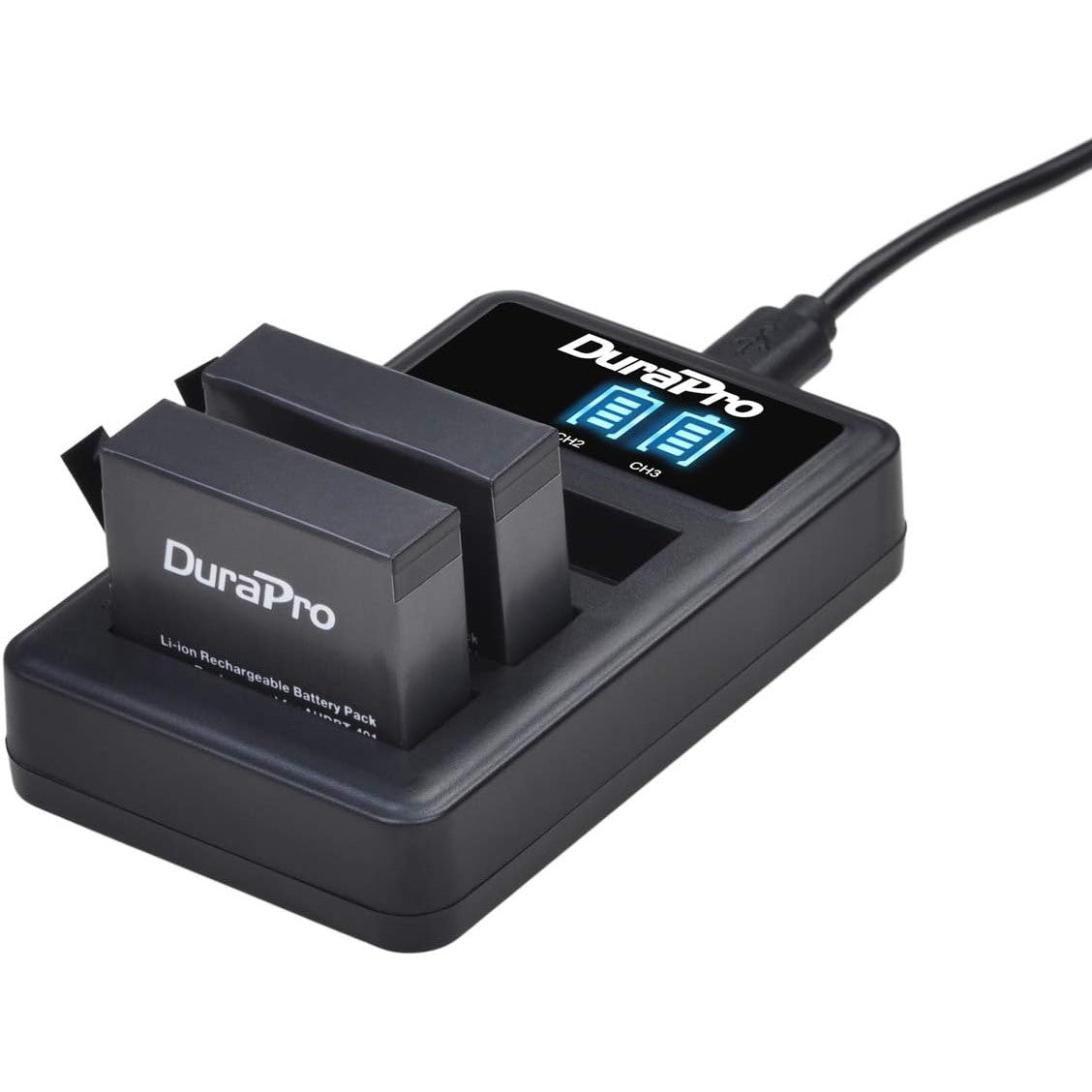 Set 3 acumulatori compatibili GoPro Hero 4, AHDBT-401 1680 mAh si incarcator USB LED cu 3 canale si afisaj LED, pentru camera de actiune