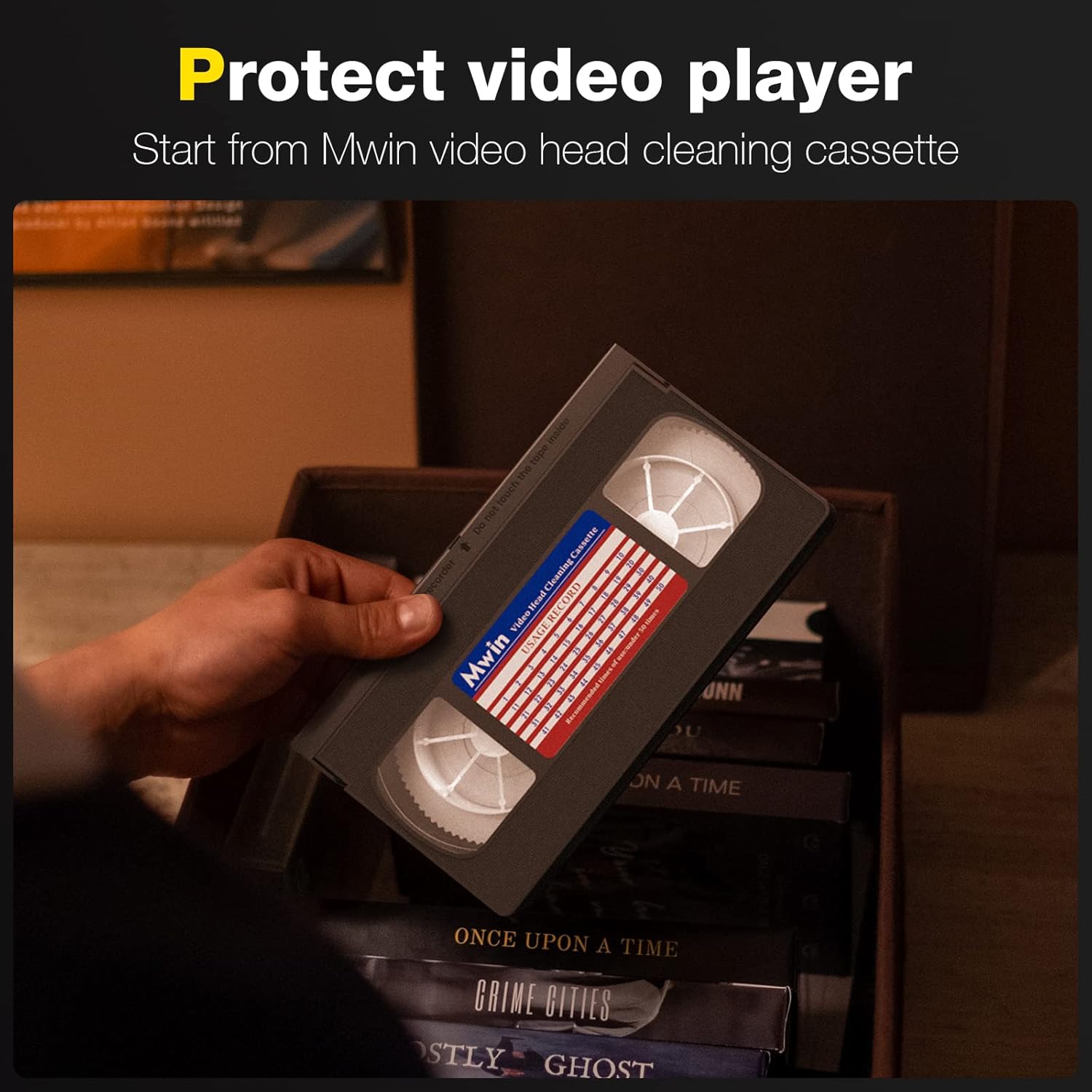 Caseta de curatare VHS pentru player VHS/VCR, banda de curatare reutilizabila pentru capetele video, tehnologie uscata - fara lichid