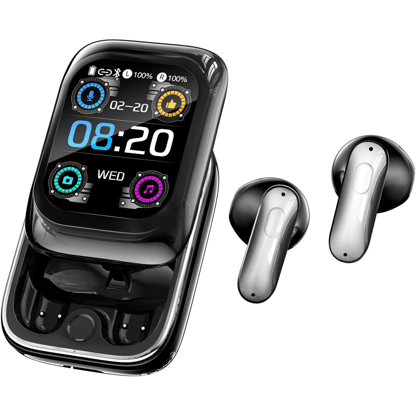 Casti cu traducere NE48 KI 3 in 1, Bluetooth 6.0, AI 165 limbi, 11 moduri traducere, IPX5, autonomie 48h, HiFi sunet, microfon ENC, ecran tactil LCD, traducator instant pentru calatorii si afaceri, aplicatie gratuita Auralntelli