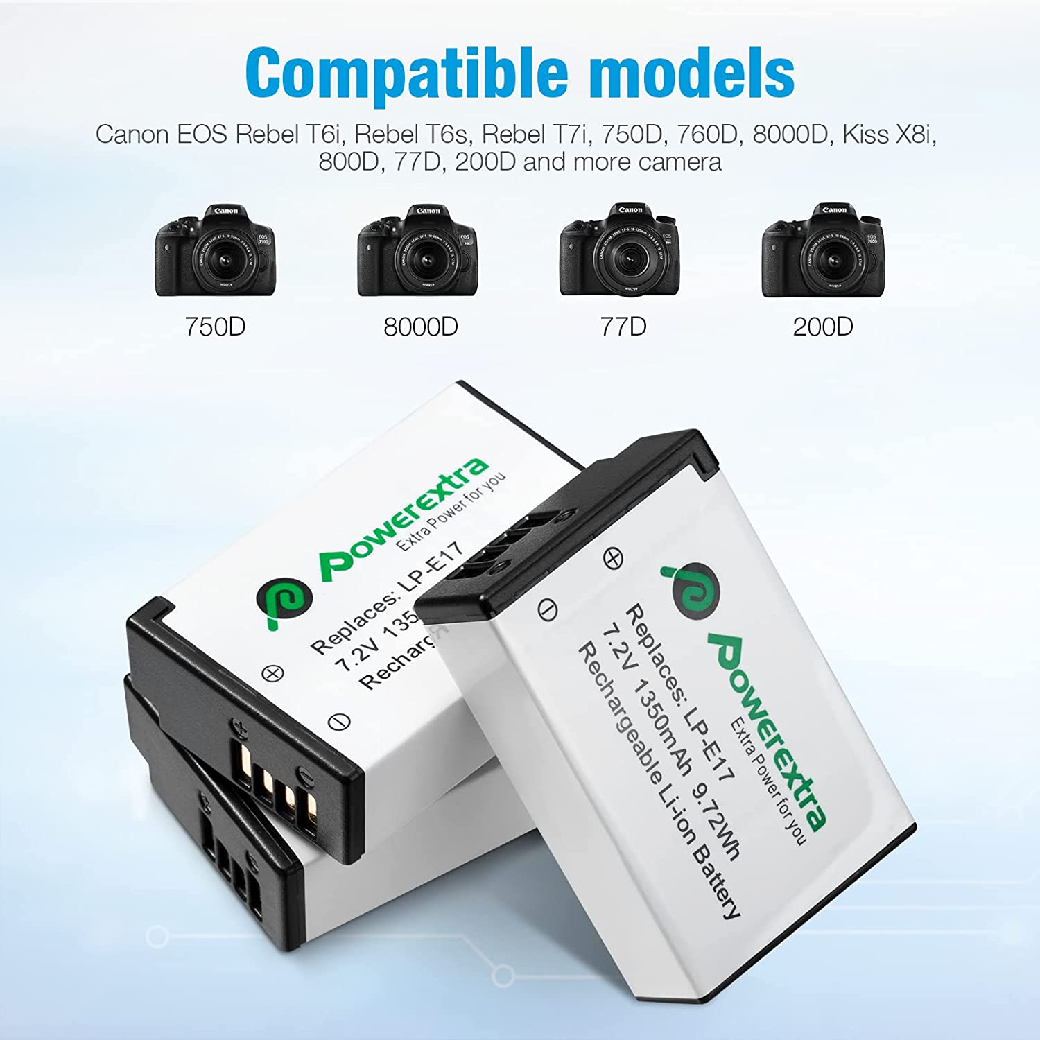 Set de 3 acumulatori LP-E17 1350 mAh 7.2 V cu incarcator triplu cu afisaj LCD, pentru Canon EOS 77D 200D 750D 760D 800D M3 M5 M6