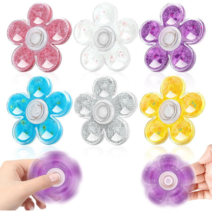 Set 6 Fidget Spinner Coolden cu sclipici lichid, jucarii antistres pentru copii si adulti, spinner manual, relaxare, concentrare, multicolor