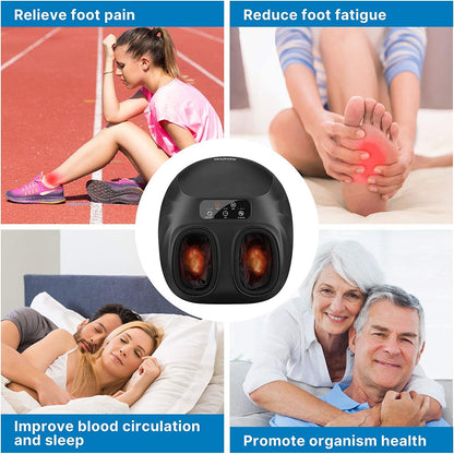 Aparat de masaj Shiatsu pentru picioare cu telecomanda, functie de caldura, role, compresie de aer, temporizator, panou de control cu touch