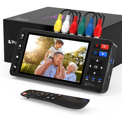 Placa de capura video 1080P – digitalizare casete video grabber VHS/VCR/Hi8/MiniDV/DVR/DVD/camere video/console jocuri si alte dispozitive in format digital, suporta intrari AV/YPbPr/AUX, stocare USB, cu display si telecomanda
