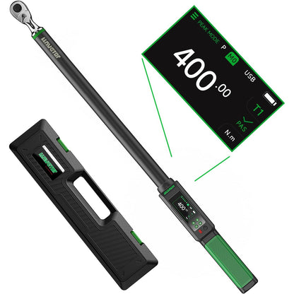 Cheie dinamometrica digitala 1/2 inch, cuplu 20-400 N.m, cu display LCD, alerta sonora, precizie ±1%, cu cutie de depozitare, pentru auto, motociclete si biciclete