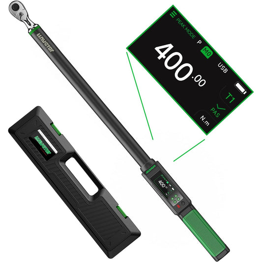 Cheie dinamometrica digitala 1/2 inch, cuplu 20-400 N.m, cu display LCD, alerta sonora, precizie ±1%, cu cutie de depozitare, pentru auto, motociclete si biciclete