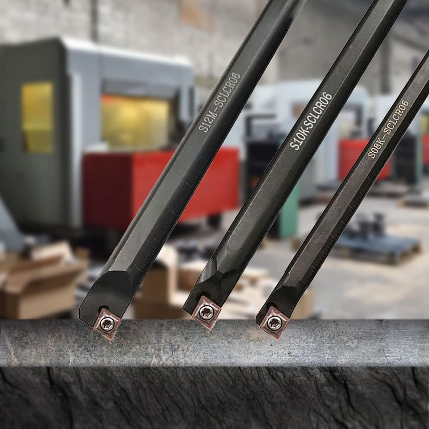 Set cutite de strung cu placute amovibile, instrumente cnc cu bara de 12mm/10mm/8mm/7mm/6mm si insertii de carbura, multifunctional