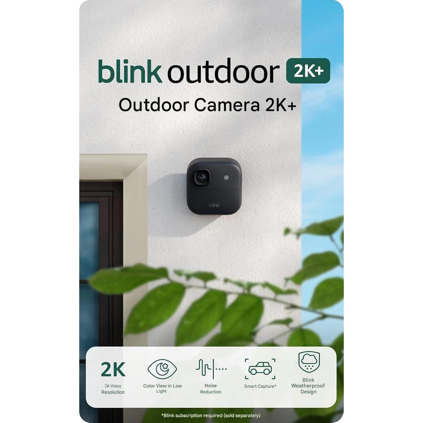 Set camera de supraveghere exterior Blink 2K+ + sonerie video inteligenta, sistem wireless de securitate, rezolutie 2K Ultra HD, vizualizare color in lumina scazuta, vedere nocturna in infrarosu, audio bidirectional, modul de baza de sincronizare inclus