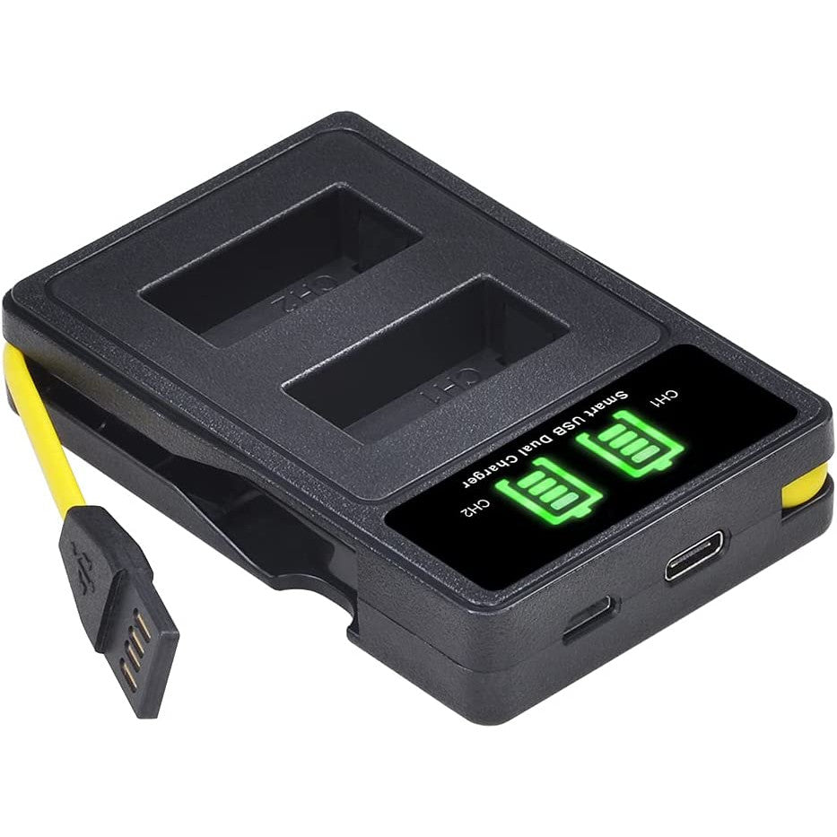 Set 2 acumulatori EN-EL20 EN-EL20 1200 mAh PowerTrust cu incarcator cu display LCD pentru Nikon EN EL20, Coolpix A 1 AW1, 1 J1, 1 J2, 1 J3, 1 S1, 1 V3