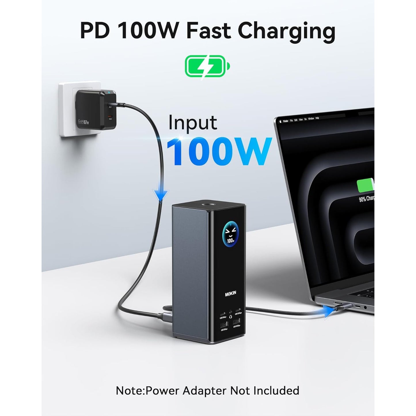Statie de andocare MOKiN 17 in 1, extindere la 3 monitoare, 3×HDMI 4K, 2xDisplayPort, USB-A/C 10G, Ethernet Gigabit, PD 100W, audio, SD/TF, 1xAUX, pentru Windows/macOS/Linux