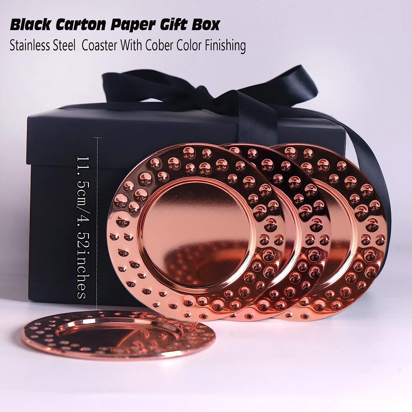 Set de 4 cani Moscow Mule, cesti 550 ml cu farfuriute, pai, jigger, lingurita, perie de curatare pai, tirbuson, rose gold