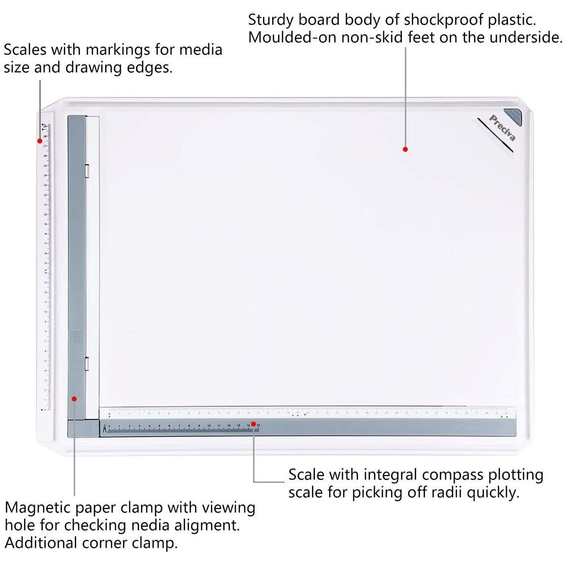 Planseta proiectare A3 Preciva, pentru desen tehnic, arhitectura, cu accesorii, 51 x 36,5 cm