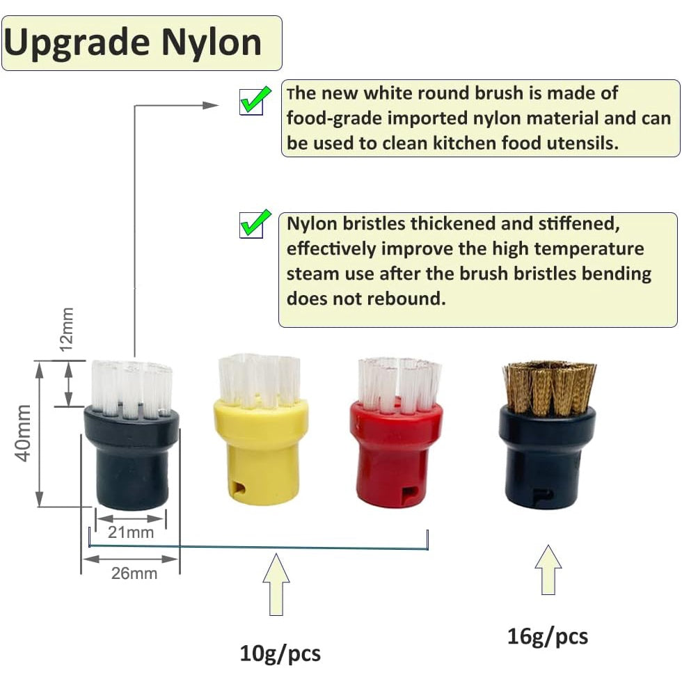 Set perii rotunde pentru aparatul de curatat cu abur Karcher Easyfix SC1 SC2 SC3 SC4 SC5, cu perii de sarma, perii din nylon, duze si adaptor, multifunctionale