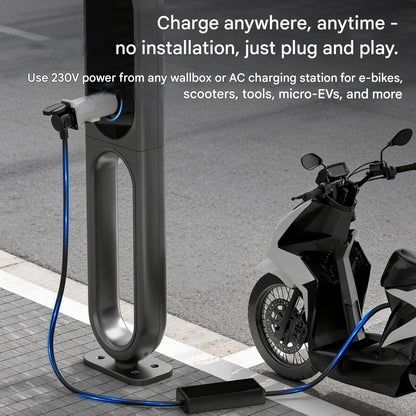 Adaptor mufa EV Type 2 la Schuko, IEC 62196 la priza 230V, 16A, 3.68 kW, IP44, pentru statii incarcare EV / Wallbox, biciclete si trotinete electrice