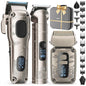 Set masina de tuns profesionala VGRPRO 3 in 1 masina de tuns, trimmer si aparat de ras cu folie, 4 viteze pana la 7500 RPM, 15 accesorii, impermeabil IPX7, display LED, baterie reincarcabila, wireless, pentru par si barba