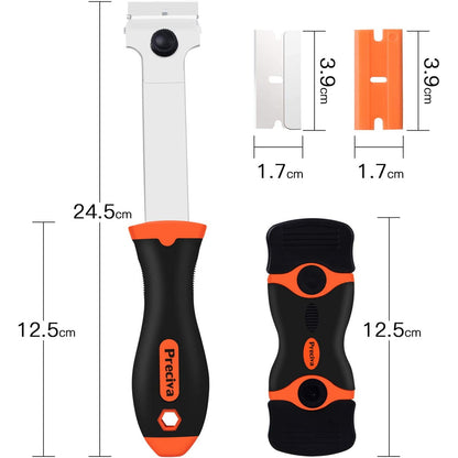 Set racleta pentru plita ceramica si razuitor, cu 20 lame de schimb, cu maner ergonomic, multifunctional, pentru curatare ceramica, sticla, portelan, Preciva