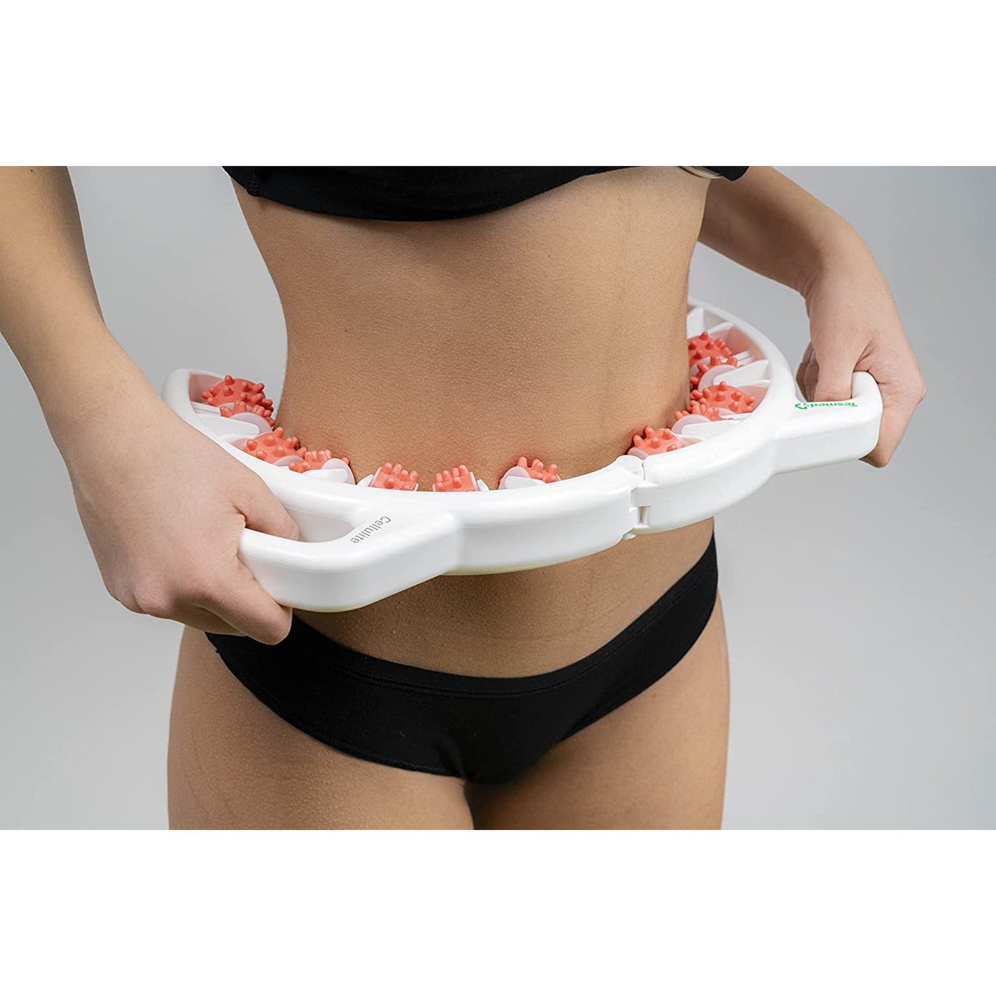 Dispozitiv pentru masaj anti celulita, cu 14 role convergente, efect de relaxare, pentru picioare, coapse, stern, abdomen, strange si netezeste pielea