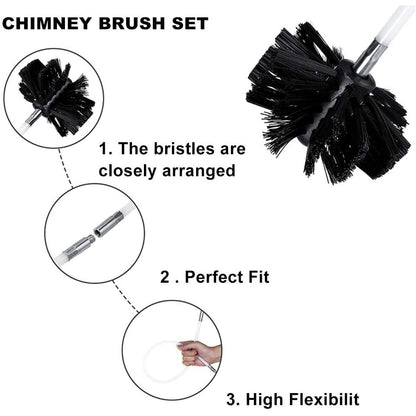 Kit de curatare cos de fum, pentru horn, cu perie, asamblare usoara, pentru sobe, centrale termice, seminee, 6m