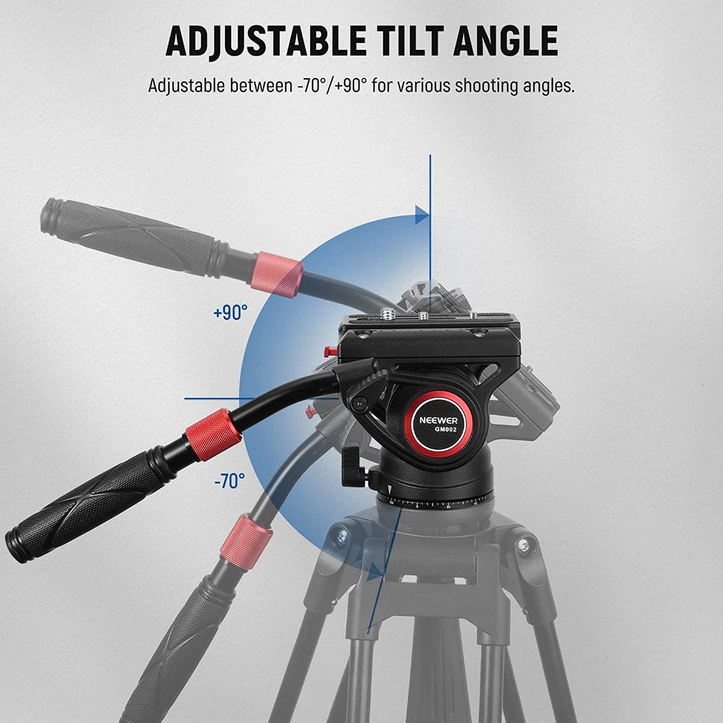 Cap video fluid pentru trepied, monopied sau slider, cu placa eliberare rapida, maner telescopic, baza gradata pentru panorama, pentru camere video, Neewer GM002
