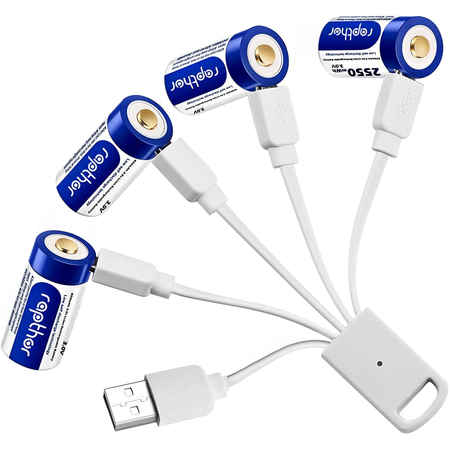 Set de 4 acumulatori 850 mAh, inlocuiesc CR123A, 123, 123A, BR2/3A, CR123, CR123R, CR17345, DL123A, EL123AP, K123, K123A, K123LA, L123A, SF123A, VL123A, 5018LC, cu port USB si LED indicator
