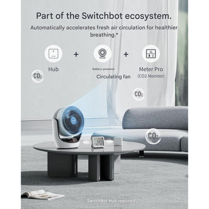 Detector de CO2 WLAN SwitchBot cu termometru-higrometru IP65, senzor CO2 cu aplicatie, alarma, stocare date 2 ani si Bluetooth